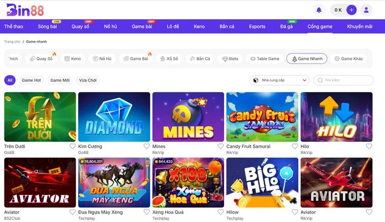 Game Nhanh Bin88 Sân Chơi Giải Trí Tức Thì Với Cơ Hội Thắng Cực Cao