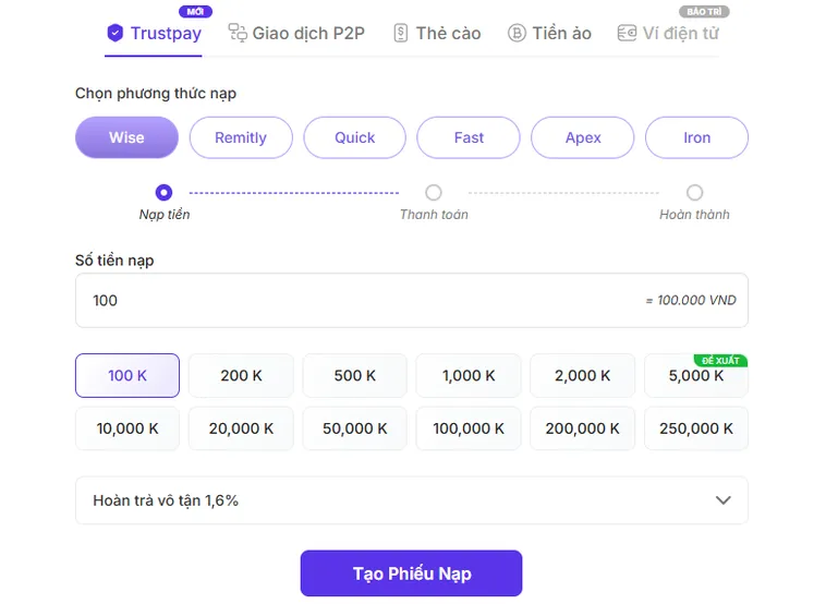 Hướng Dẫn Nạp Tiền Bin88 Đa Phương Thức Và Nhận Ngay Khuyến Mãi X2