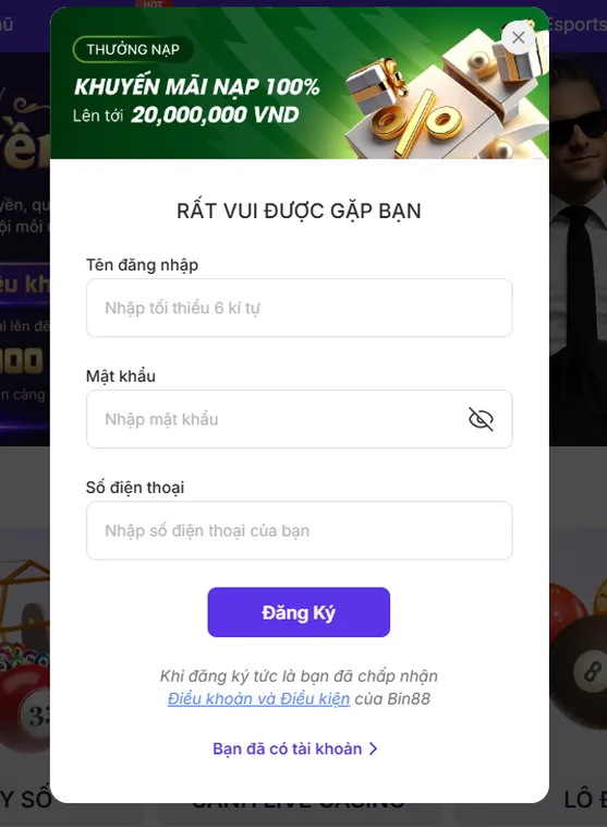 Hướng Dẫn Đăng Ký Bin88 Nhận Ngay Ưu Đãi Khủng Cho Thành Viên Mới